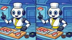 Rompicapo: trova 3 differenze nell’immagine del robot chef di sushi in 23 secondi